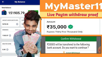 Mymaster11 Paytm withdrawal Proof | Mymaster11 instant withdrawal proof | my master 11 | Fantasy app