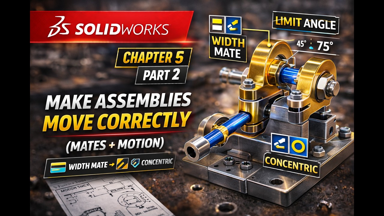 Make Assemblies Move Correctly in SolidWorks : Width Mate + Limit Angle ...