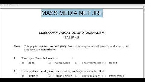 Mass Communication and Journalism UGC NET Examination Question Paper 2 2018 July #net #jrf #media