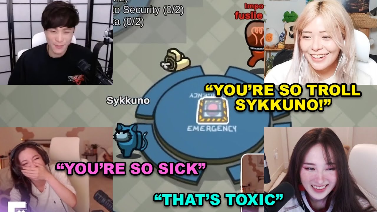 Самые смешные 4 игрока среди нас всех при участии Fuslie, Sykkuno, Miyoung и Tina