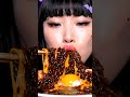 BLACK VOLCANO RAMEN 🌋🔥 Spicy Buldak &amp; Egg Yolk Explosion ASMR #shorts #mukbang