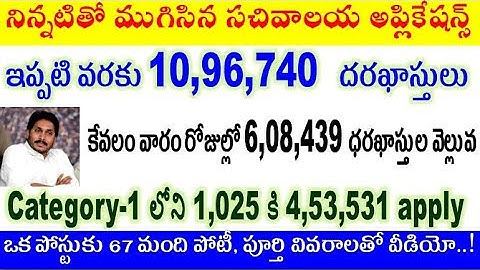 Sachivalayam applications final data 10.96 lakhs applicati special for all aspirants by SRINIVASMech