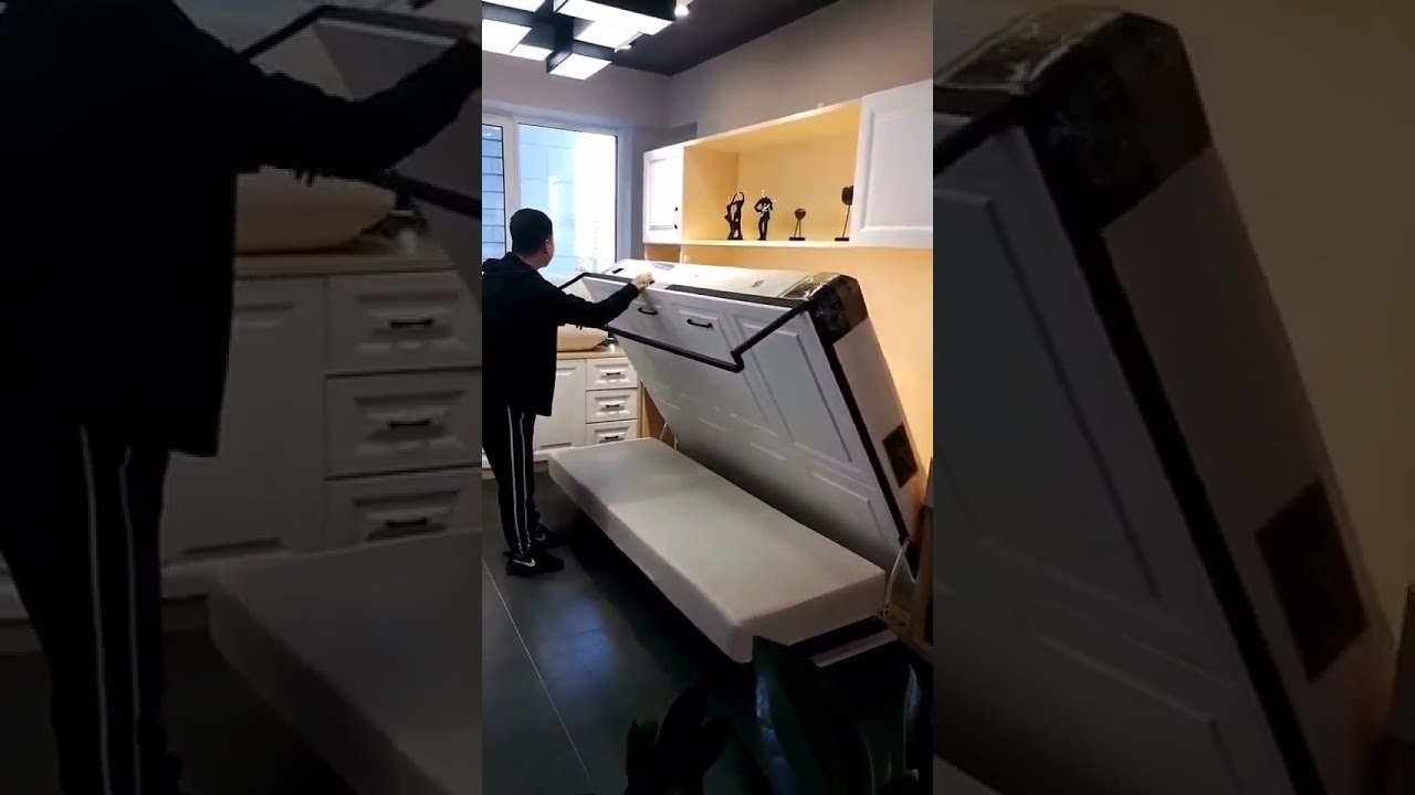 Amazing Horizontal Murphy bed with sofa #cama #invisible #wall #foshan_murphy