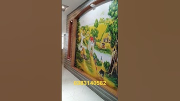 Tranh dán tường 3d cảnh đồng quê cây đa bến nước sân đình #tranhcanhdongque