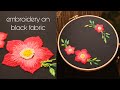 التطريز للمبتدئين : طريقة الرسم على القماش الأسود ✏️🌺 | Embroidery pattern on black fabric