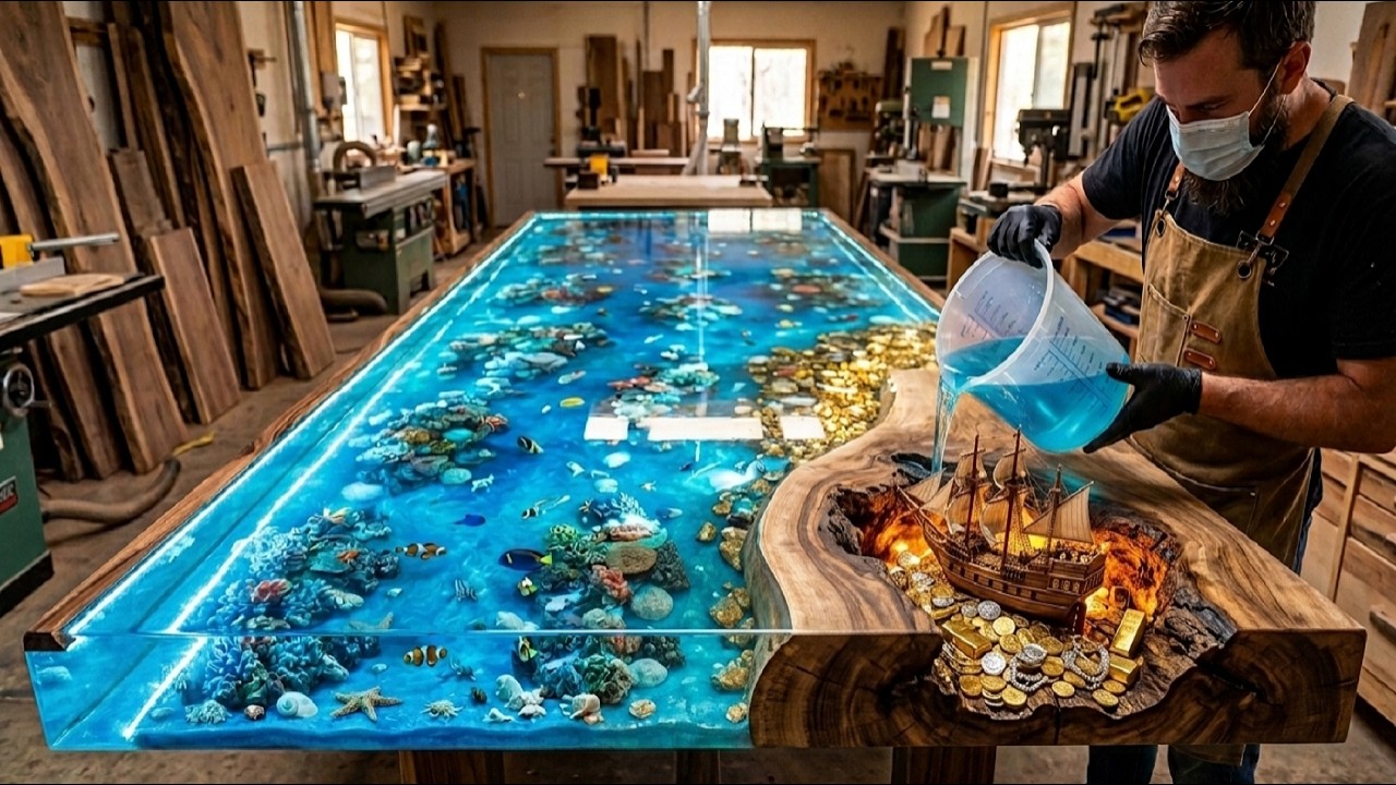 A Crazy Combination Of The Sea and Pure Gold- Click To See How I Made This Gorgeous Table