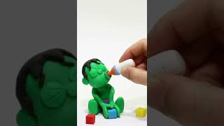 Dibusymas Baby Hulk & Teddy Bear Play Doh Stop Motion #Shorts