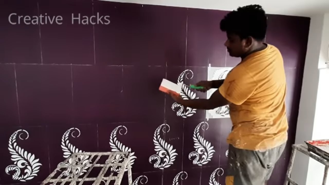 Easy Wall Painting Stencil Design for Hall | pattern and ideas ...