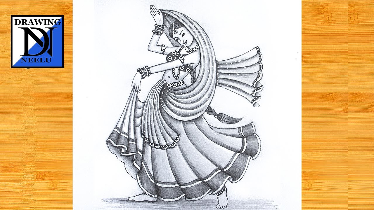 How to Draw a Traditional Dancing Girl || Pencil sketch for beginner ...