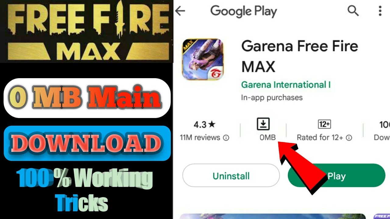 FREE FIRE MAX 0 MB मे कैसे install करें How