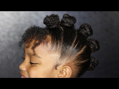 Bantu Knot Mohawk Curly Hair Tutoral for Kids | Yoshidoll - YouTube