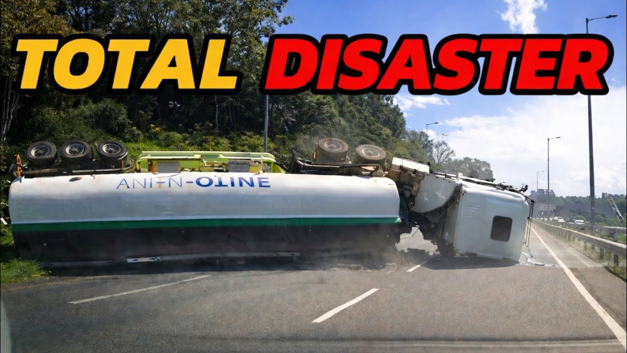 OVERTURNED TANKER SHUTS DOWN THE HIGHWAY - YouTube