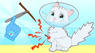 BABY PETS 👩‍⚕️🐈 How to cure a cat with a slive stuck in her paw by ToonToon Games 1,218,128 views 1 month ago 11 minutes, 58 seconds
