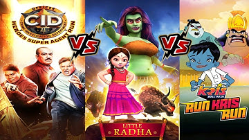 CID Run VS Little Radha VS Kris run Krish run || cartoon game in Hindi