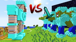 Minecraft - HOW to play BIGGEST VILLAGER GOLEM DIAMOND! GOLEM vs ZOMBIE! NOOB VS PRO Minecraft