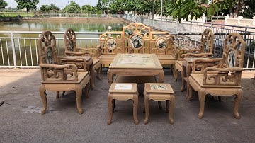 Bộ ghế móc mỏ gỗ gụ lào 10 món của A Hiệu Vân Đồn Quảng Ninh | Đồ Gỗ Quốc Trung