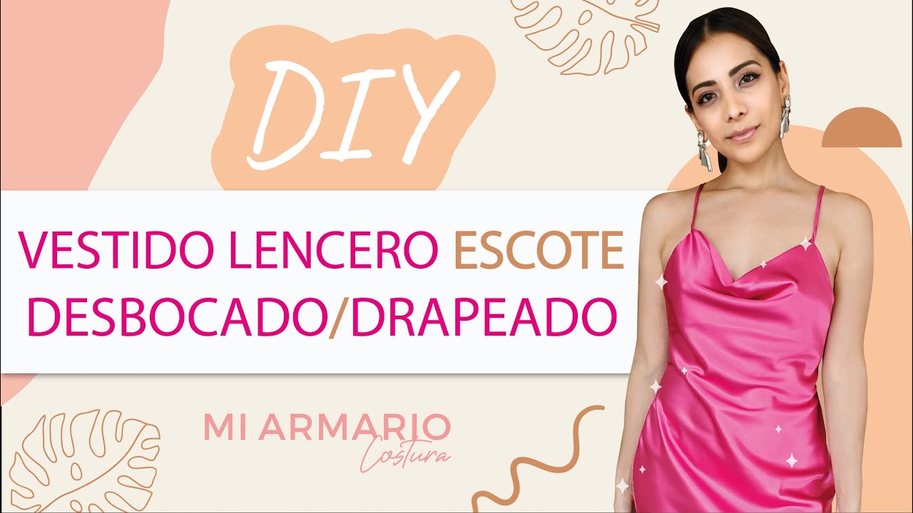 DIY Vestido Lencero con Escote Drapeado, DIY Cowl Dress, DIY Desbocado, DIY Dress - YouTube