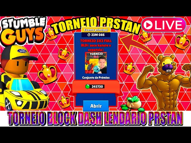 BLOCK DASH LENDARIO COM INCRITOS LIVE STUMBLE GUYS SOCO DE FOCO🥊GRÁTIS (  PRSTAN ) 