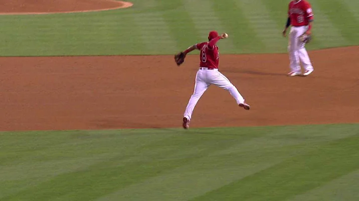 BAL@LAA: Petit makes a great stop, throw for the out