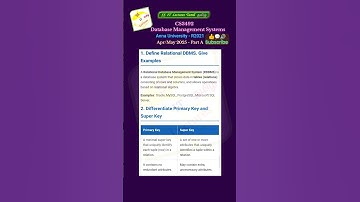 CS3492 – DBMS PYQ Solved Important Questions | AU R-2021| Nov/Dec 2025 Exam #dbms #shorts #trending