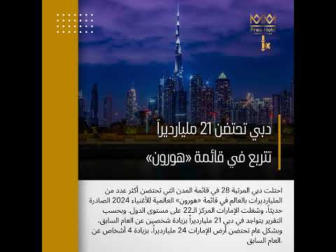 احتلت دبي المرتبة 28 في قائمة المدن التي تحتضن أكثر عدد من المليارديرات بالعالم في قائمة هورون