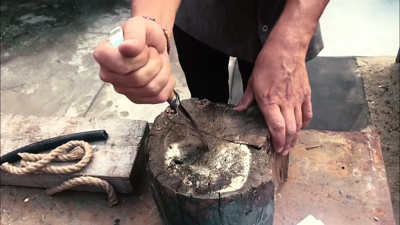 Финка НКВД янтарь от кузницы БАРК - YouTube