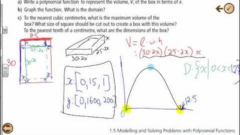 Polynomial Lesson 1.5 (Modelling and Solving Problems with Polynomial Functions)