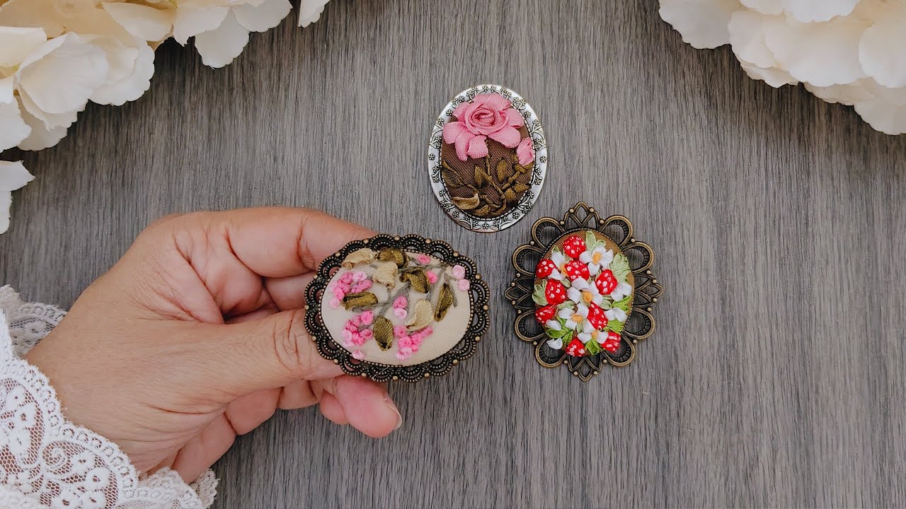 3D-брошь с вышивкой лентами - Брошь в винтажном стиле - Изготовление ювелирных изделий