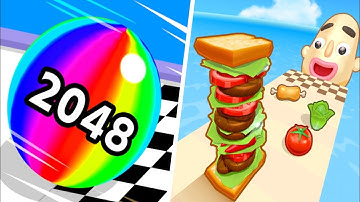 Ball Run 2048 | Sandwich Runner - All Level Gameplay Android,iOS - BIG NEW APK UPDATE part 1
