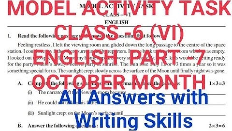 October মাসের Class 6(VI) English Part-7 Model Activity Task All Answer with Writing Skills100%right