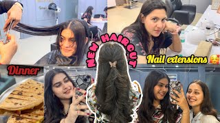 A Day In A Salon With Sakshi & Khushi New Haircutnail Extensions