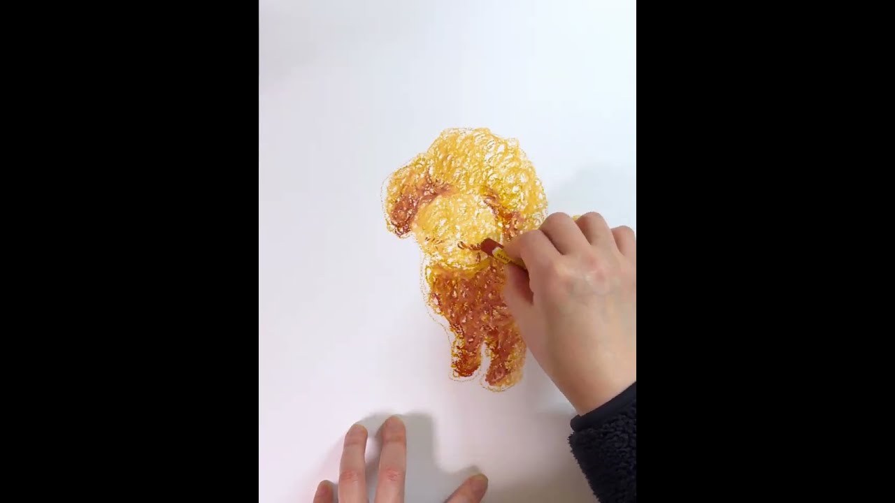 Easy with crayons and watercolors! Let's draw a toy poodle
