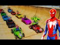 Spiderman Sports CARS Mega Rampa Challenge With Superhero Hulk Goku Iron Man Cars Racing - GTA 5