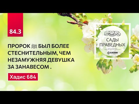 84.3 Сады праведных. ПРОРОК ﷺ БЫЛ БОЛЕЕ СТЕСНИТЕЛЬНЫМ, ЧЕМ ДЕВУШКА ЗА ЗАНАВЕСКОЙ. Хадис 684