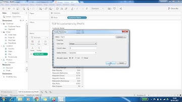 Tableau : Top N customer by profit  using Parameter
