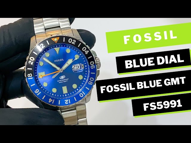 Blue - FS5991 GMT Dial Steel Silver YouTube Fossil Blue Stainless