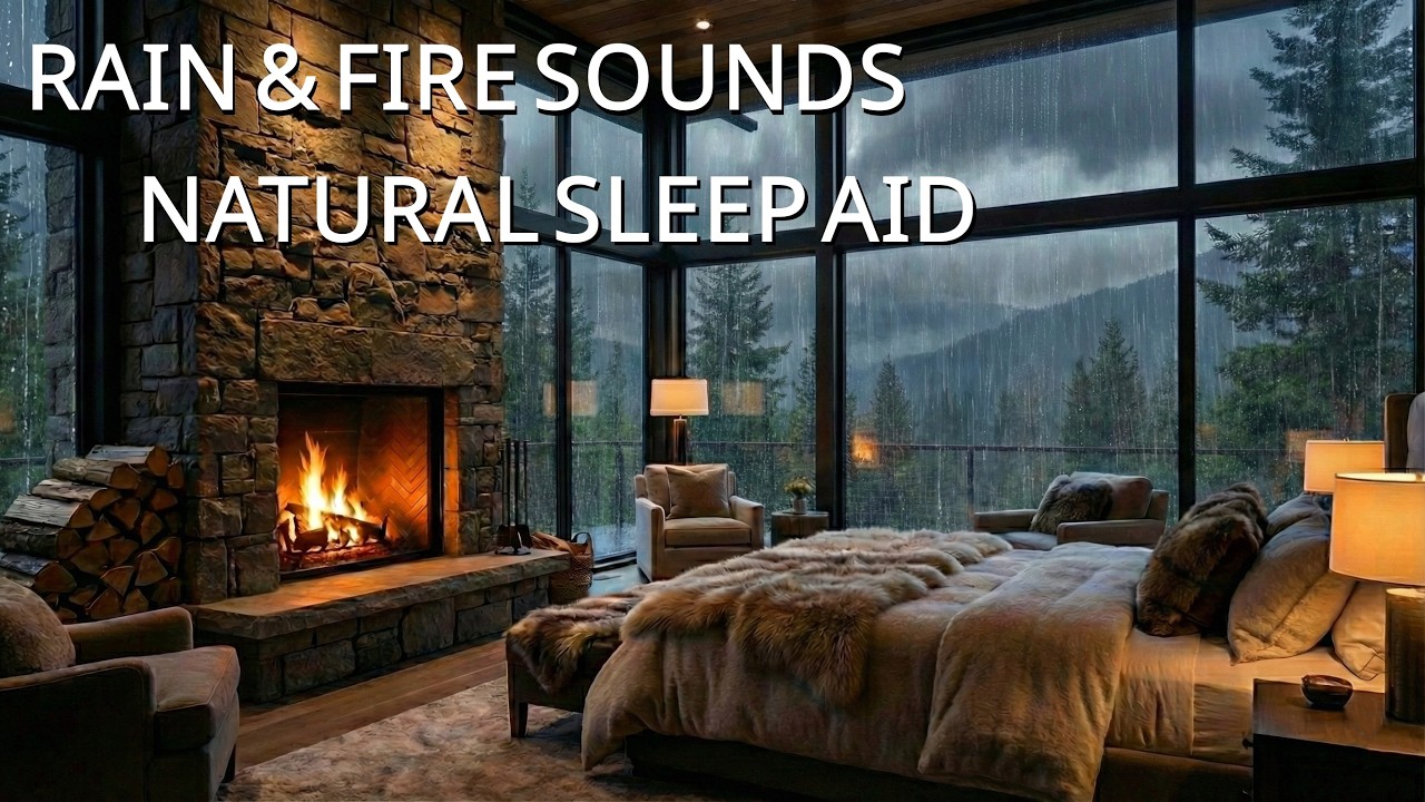 Natural Sleep Aid for Insomnia – Rain and Fireplace Sounds