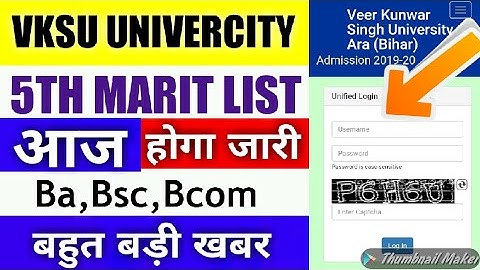 Vksu ba,bsc,bcom admission 2019 5th Merit List kab aayega || vksu UG admission 2020 5th marit list