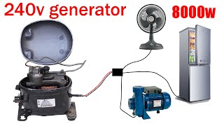 Processing of turning a refrigerator compressor into a 240v electric generator