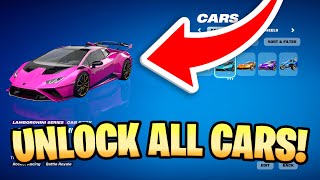 How To Get ALL Rocket League Cars NOW FREE In Fortnite! (Lamborghini STO, Lightning McQueen &amp; More)