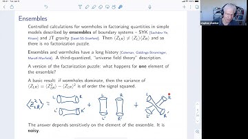 (TASI 2021) Stephen Shenker - Wormholes without Averaging 1
