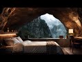 Enjoy a deep sleep in a cozy cliff cave | sound of thunder and rain