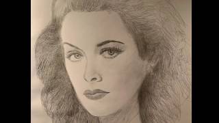 Artbyevangelos.com pencil sketch drawing of legendary actress Hedy Lamar