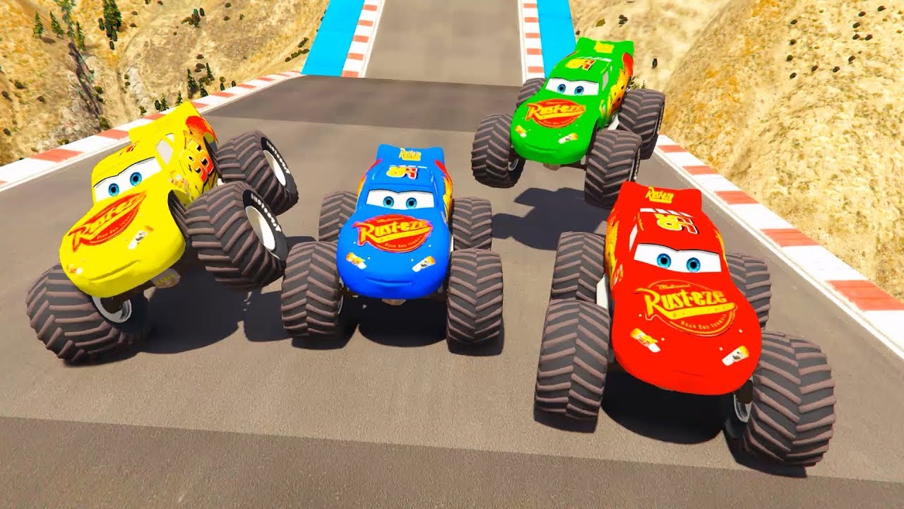Simsek Mcqueen Ve Orumcek Adam Renkli Canavar Simsekler Rampadan