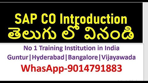 SAP CO Controlling Basics Class -SAP FICO Course Videos | SAP FICO Video tutorials in telugu