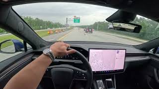 POV DRIVING 2024 TESLA MODEL S LONG RANGE TO WORK (ASMR)