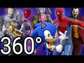 360 Sonic vs Joker vs Harley Quinn vs Pennywise and Spiderman Dance battle #4 in Virtual Reality!