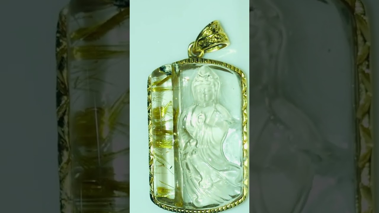 Mặt dây chuyền Thạch Anh Tóc vàng bã mía trong vắt  #quartz  #gem  #gemstone  #thachanhtoc  #daquy