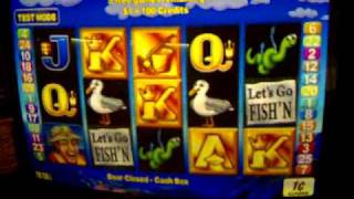 Let's Go Fishing feature $7932.80 multiple double up win pokie machine screenshot 3