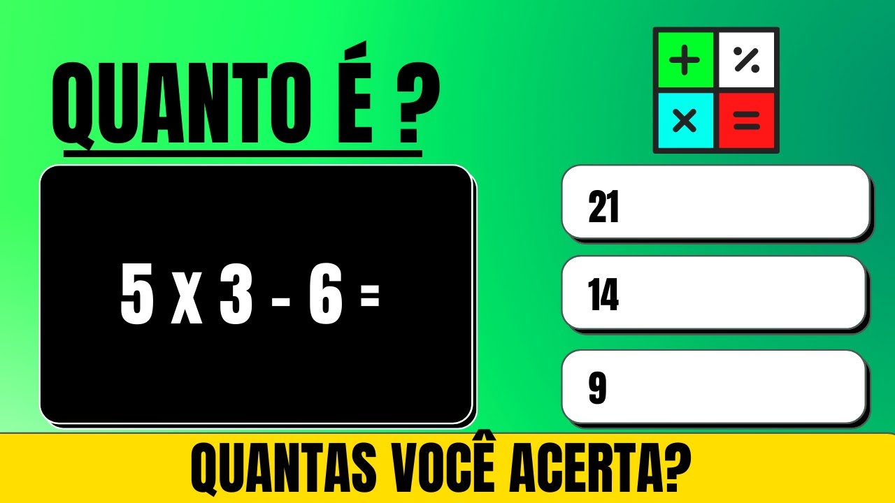 ➥ Quiz de Matemática Com Operações #1  Quiz Virtual [Você Acerta Todas?] 